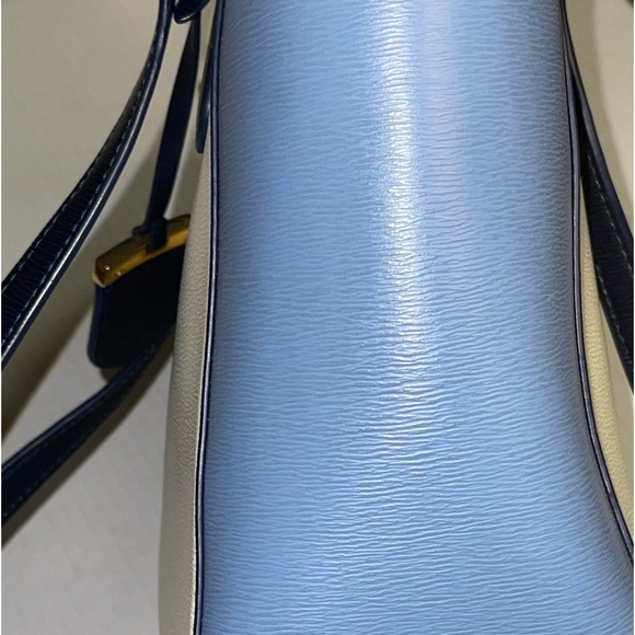 RALPH LAUREN WOMEN'S BAG cream and blue with zip closure at the top - Picture 6 of 15